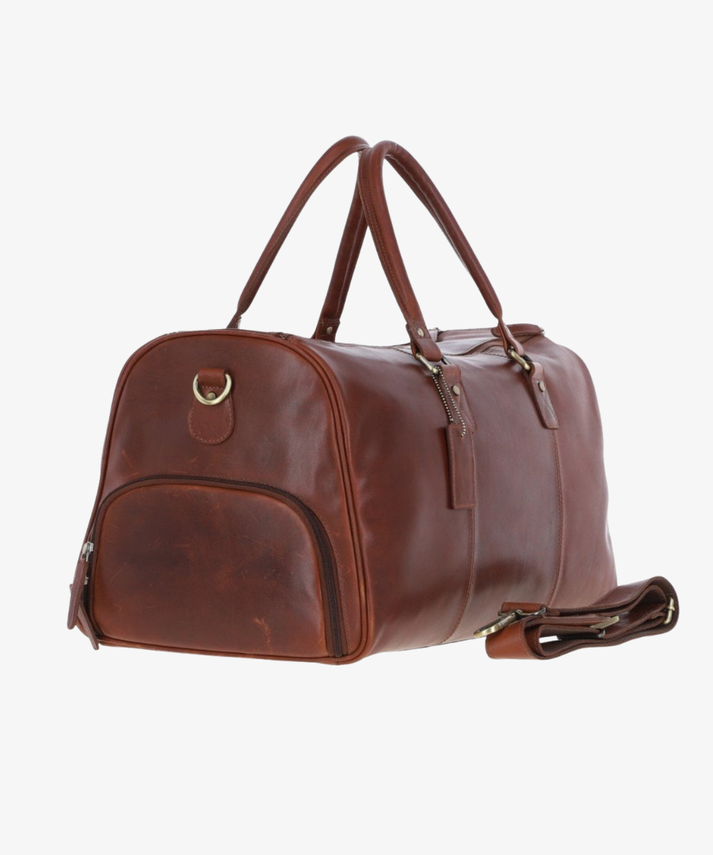 Läder Weekendbag i Kastanjebrunt Läder