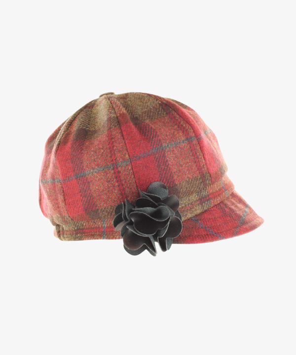Newsboy Cap i 100% ull – Röd tartan