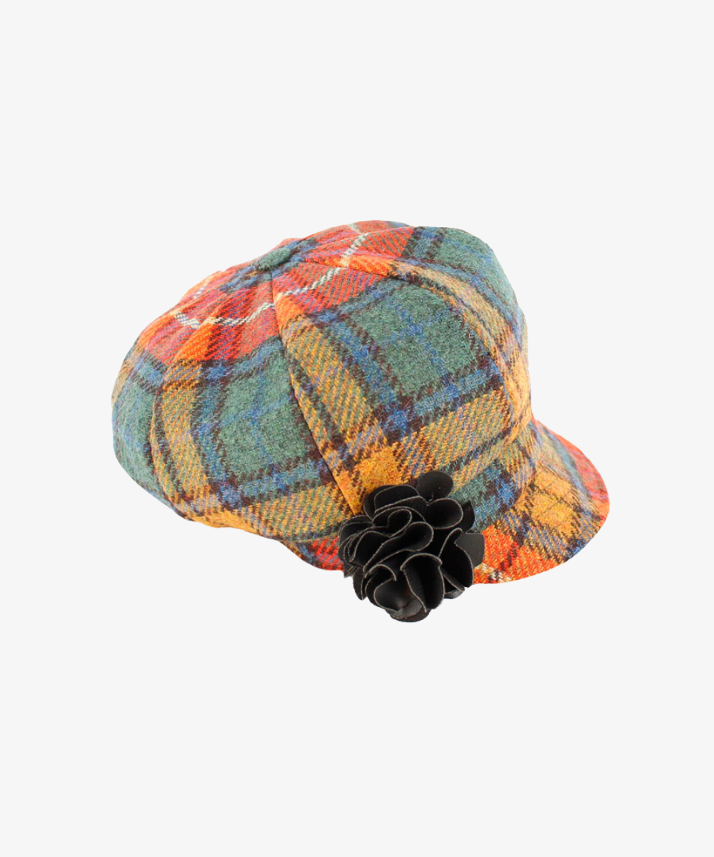 Newsboy Cap i 100% ull – Flerfärgad tartan