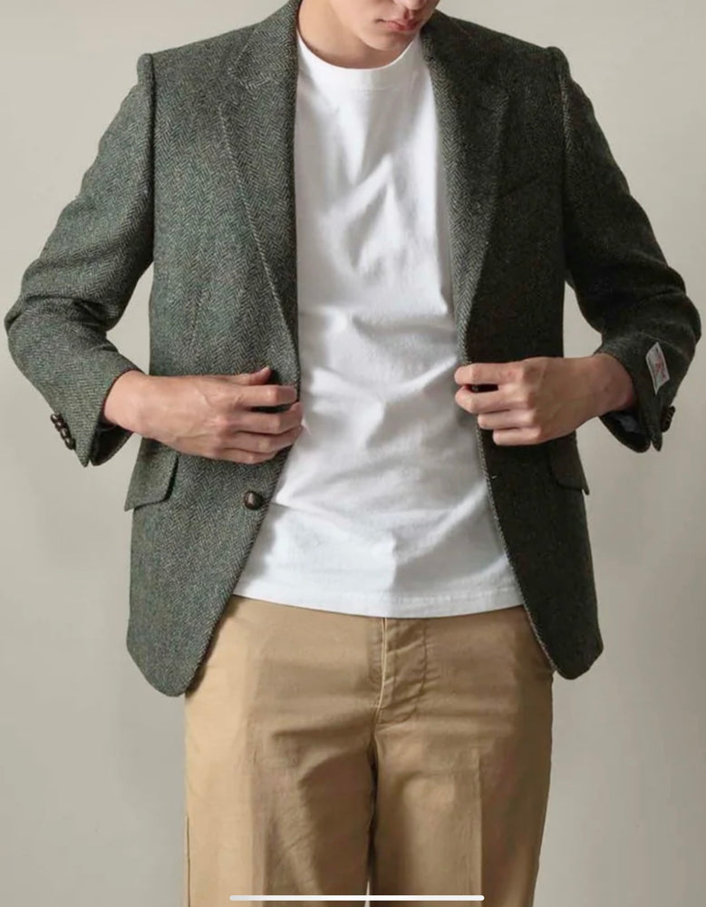 
                  
                    Men's Harris Tweed Finlay Jacket - Dark Green Herringbone
                  
                
