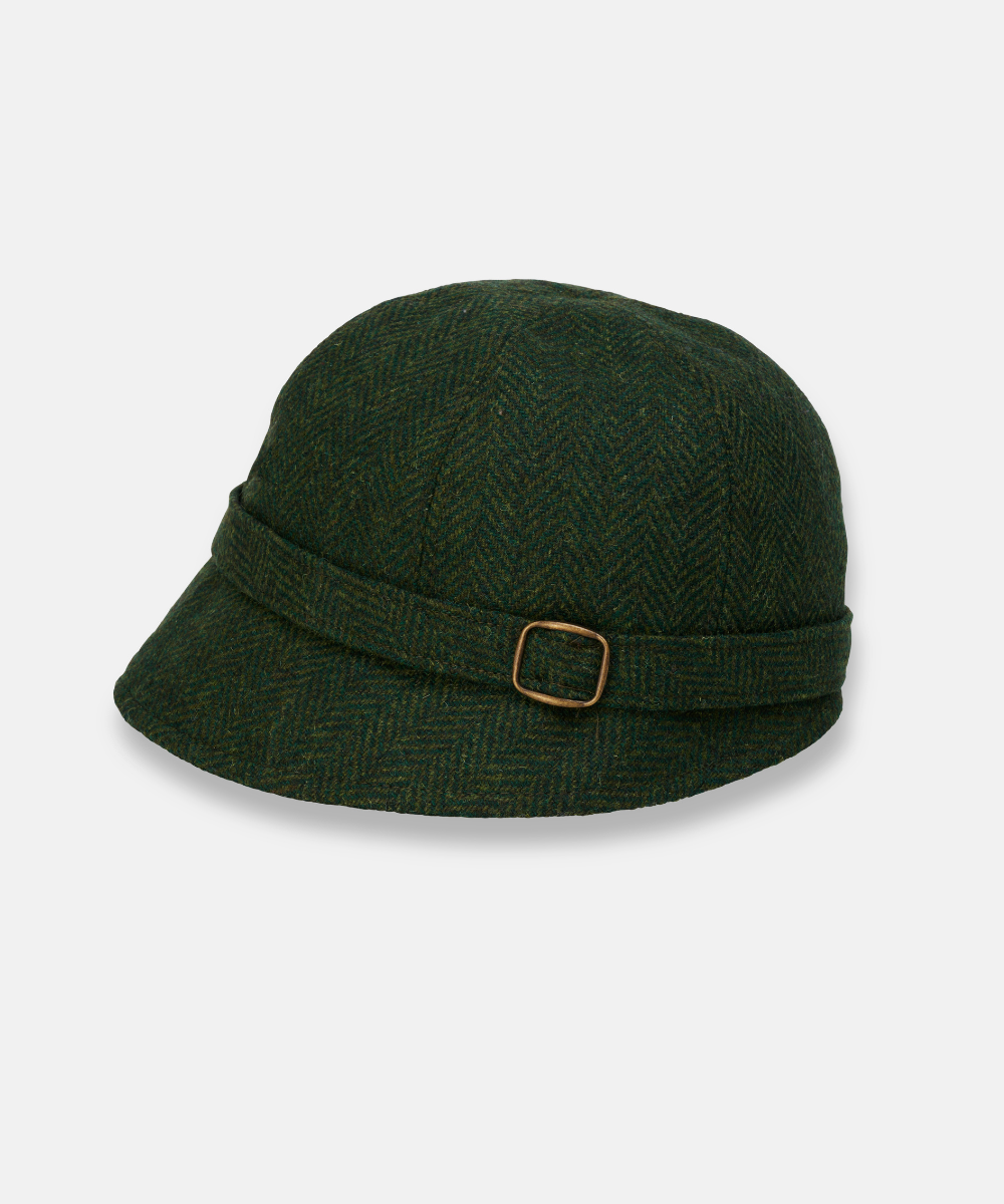 Klassisk Flapperhatt i Tweed – Olivgrön