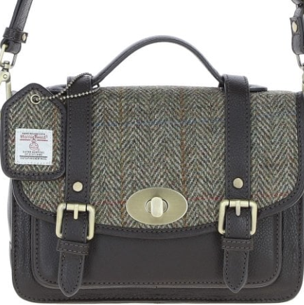 
                  
                    Leather & Harris Tweed Satchel Bag with Twist Lock
                  
                