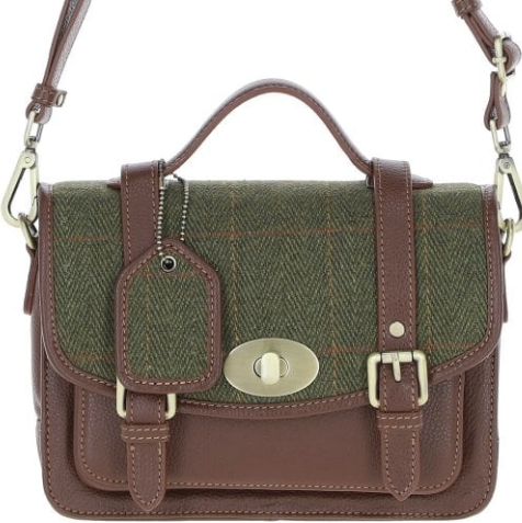 
                  
                    Leather & Harris Tweed Satchel Bag with Twist Lock
                  
                