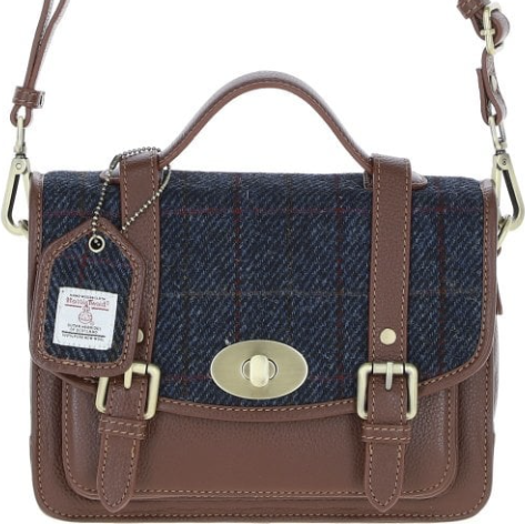 
                  
                    Leather & Harris Tweed Satchel Bag with Twist Lock
                  
                