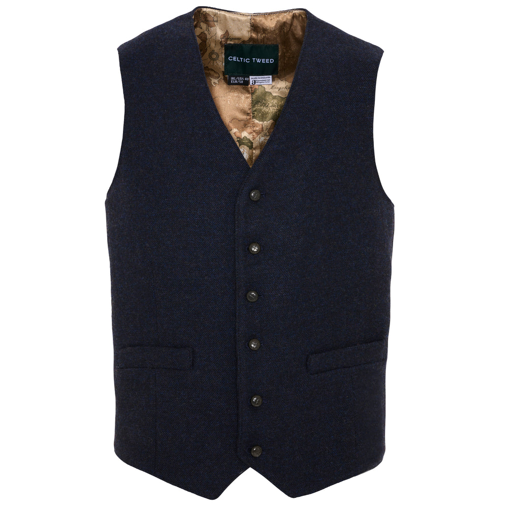 Navy Blue Tweed Waistcoat