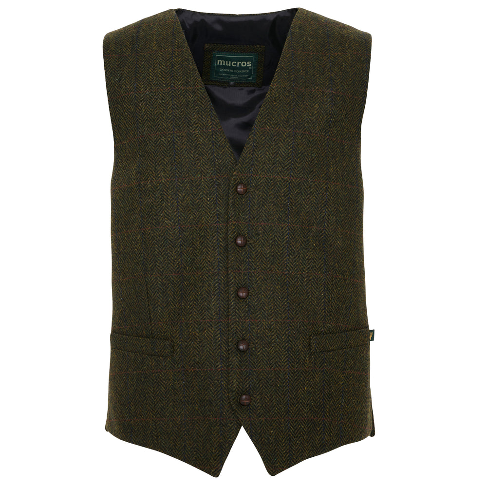 Dark Green  Herringbone Tweed Waistcoat